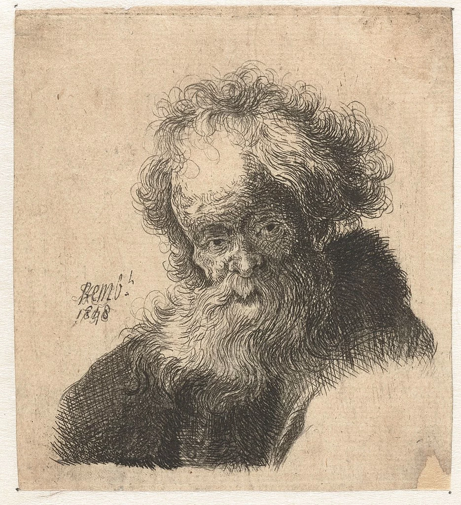 Busto di un vecchio uomo con una lunga barba